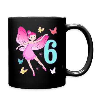 Fée 6ème anniversaire fille 6 ans Petites fées - Mug uni - noir - Droite