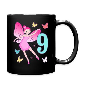 Fée 9ème anniversaire fille 9 ans Petites fées - Mug uni - noir - Droite