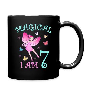 Fées Enfants Anniversaire 7 ans Fée Fille - Mug uni - noir - Droite
