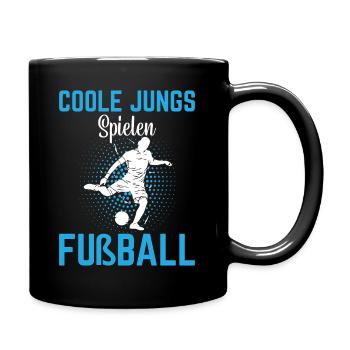 Coole Jungs spielen Fußball - Tasse einfarbig - Schwarz - Rechts
