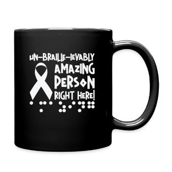Braille-Schrift Blinde Blindheit Bewusstsein - Tasse einfarbig - Schwarz - Rechts