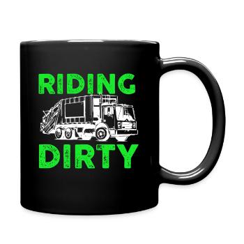 riding dirty Design for a garbage truck worker - Tasse einfarbig - Schwarz - Rechts