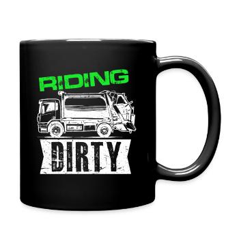 riding dirty Design for a garbage truck worker - Tasse einfarbig - Schwarz - Rechts