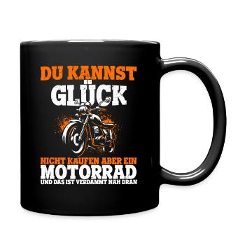 Motorradfans Glückskauf Sportfan Motorradliebhaber - Tasse einfarbig - Schwarz - Rechts