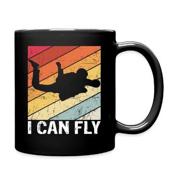 I CAN FLY - Himmel Adrenalin Fallschirms Gleitschi - Tasse einfarbig - Schwarz - Rechts
