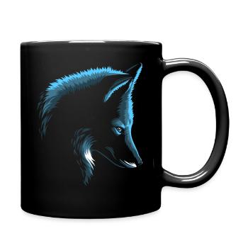 Blue fox in the shade - Full Colour Mug - black - Right