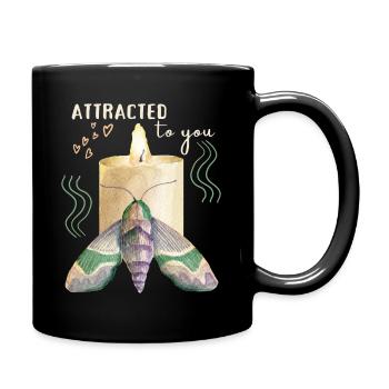 Valentine's Day Moth Candle Funny Love Saying - Full Colour Mug - black - Right