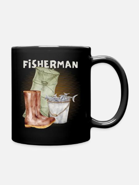 Poissons, pêcheurs, réutilisation, pêcheurs vintage pêche - Mug uni - noir
