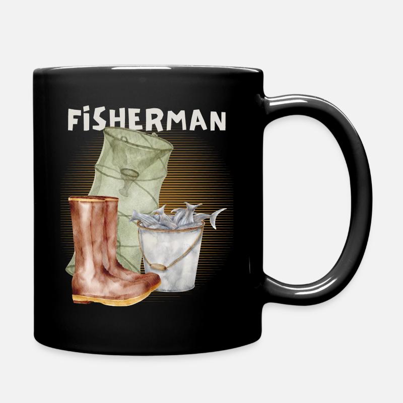 Poissons, pêcheurs, réutilisation, pêcheurs vintage pêche - Mug uni - noir