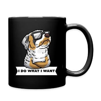 Aussiedoodle chien avec des lunettes de soleil - Mug uni - noir - Droite