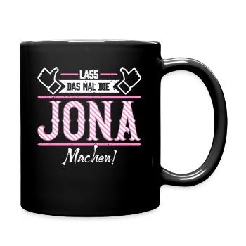 Jona Geschenkidee Geschenk Geburtstag - Tasse einfarbig - Schwarz - Rechts