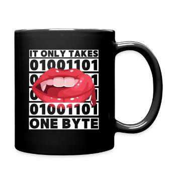 Bit Bytes Binary Computer Nerd, Vampire, Saying, Pun - Full Colour Mug - black - Right