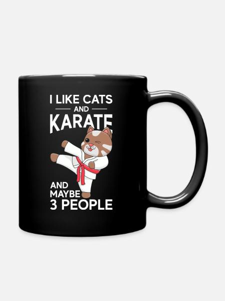 Ich Mag Katzen Und Karate Und Vielleicht 3 Leute - Tasse einfarbig - Schwarz