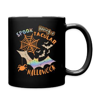 Halloween Spider, Bat, Funny Saying, Pun - Full Colour Mug - black - Right