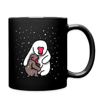 Singes japonais sous la neige - Mug uni - noir - Droite