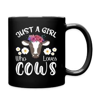 Just a Girl who loves Cows - Tasse einfarbig - Schwarz - Rechts