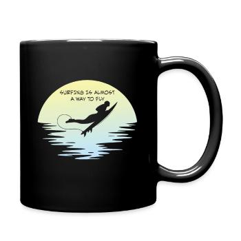 Surfen Ist Fast Ein Weg Zu Fliegen - Surfen - Tasse einfarbig - Schwarz - Rechts