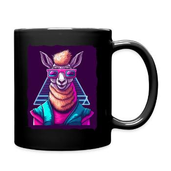 Lama mit Sonnenbrille - Tasse einfarbig - Schwarz - Rechts