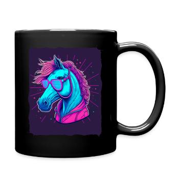 Pferd mit Sonnenbrille - Tasse einfarbig - Schwarz - Rechts