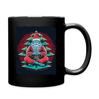 Weihnachtsmann meditierend Yoga Weihnachten - Tasse einfarbig - Schwarz - Rechts