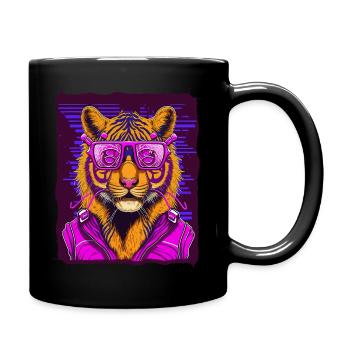 Tiger - Tasse einfarbig - Schwarz - Rechts