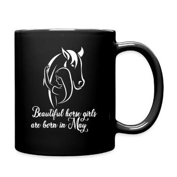 Beautiful horse girls are born in May - Full Colour Mug - black - Right