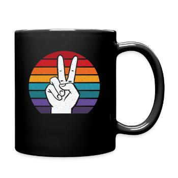 Peace Sign Vintage Peace Lover Positivity Retro - Full Colour Mug - black - Right