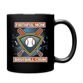 Baseball Mom, funny saying, baseball logo - Full Colour Mug - black - Right
