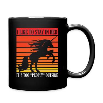 J’aime rester au lit il y a trop de monde - Mug uni - noir - Droite