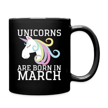 Unicorns are born in March - Unicorn - Full Colour Mug - black - Right