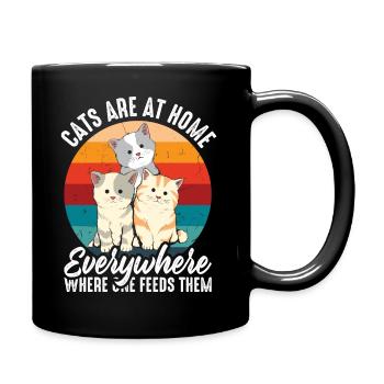 Cats are at home everywhere - Full Colour Mug - black - Right