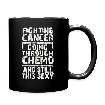 Cancer Fighter Inspirational Quote Men Women Chemo - Full Colour Mug - black - Right