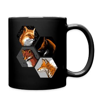 Fünfeck mit elegantem Fuchs - Tasse einfarbig - Schwarz - Rechts