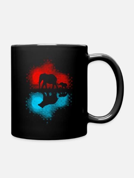 Elefant Reflexion Bär - Tasse einfarbig - Schwarz