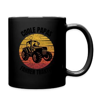 Coole Papas mit Traktor - Tasse einfarbig - Schwarz - Rechts