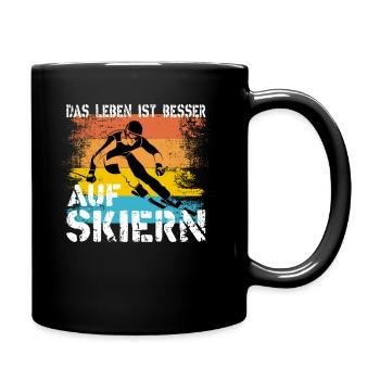 Das Leben ist besser auf Skiern Abfahrt - Tasse einfarbig - Schwarz - Rechts