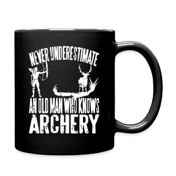 Never Underestimate An Old Man Who Knows Archery - Full Colour Mug - black - Right