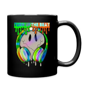 Music, Turn-Up-The-Beat, Headphones, Skull - Full Colour Mug - black - Right