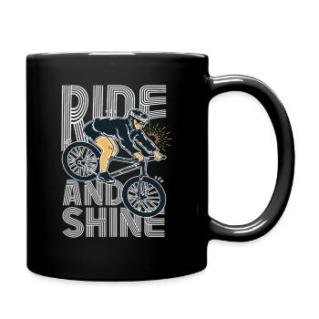 Ride And Shine - Bicycles Mountain Bike Men Women - Full Colour Mug - black - Right