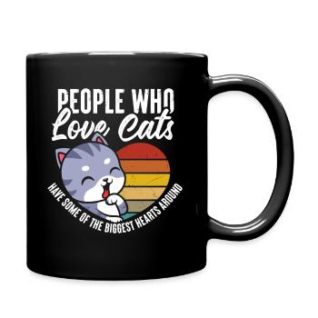Menschen, Die Katzen Lieben - Tasse einfarbig - Schwarz - Rechts