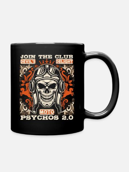 Laughing Skull Motorcycle Biker Funny Saying - Full Colour Mug - black