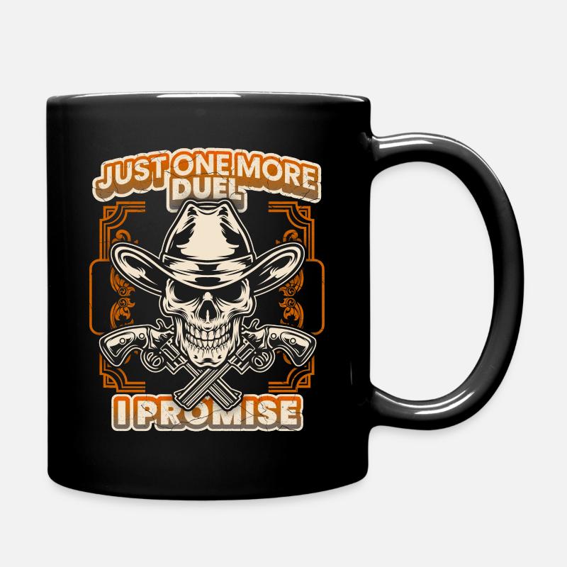 Lachender Totenkopf Cowboy, Skull-Cowboy, Spruch - Tasse einfarbig - Schwarz