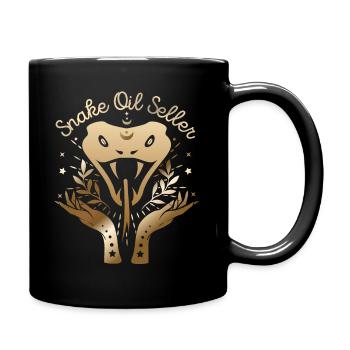 Schlange, Snake-Oil-Seller, Spruch - Tasse einfarbig - Schwarz - Rechts