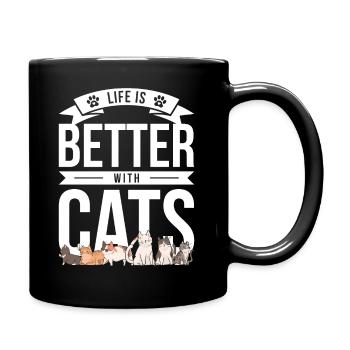 La vie est meilleure avec les chats - Mug uni - noir - Droite