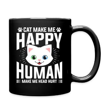 Katze Macht Mich Glücklich, Dass Mich Der Mensch - Tasse einfarbig - Schwarz - Rechts
