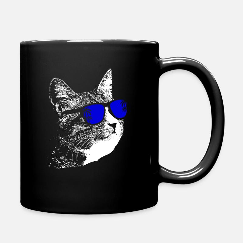 Katze Sonnenbrille Party Kätzchen Katzenliebe Katz - Tasse einfarbig - Schwarz