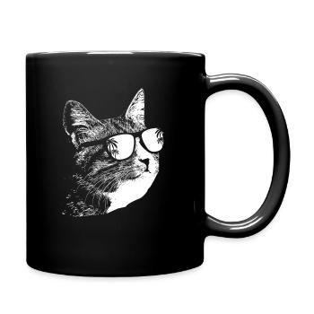 Katze Sonnenbrille Kätzchen Katzenliebe Katzenbesi - Tasse einfarbig - Schwarz - Rechts