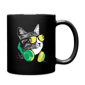 Katze Sonnenbrille Party Kätzchen Katzenliebe Katz - Tasse einfarbig - Schwarz - Rechts