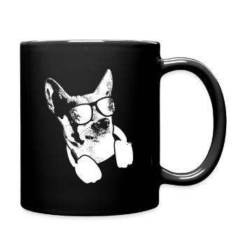 Hund Sonnenbrille Kopfhörer Party Hundeliebe Hunde - Tasse einfarbig - Schwarz - Rechts