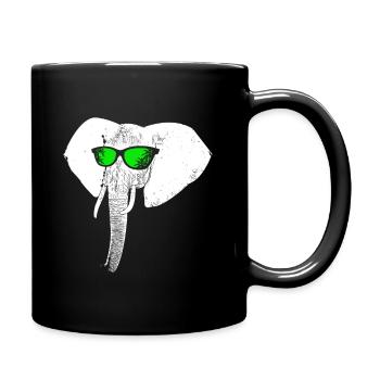 Elefant Sonnenbrille Party Elefantenliebe Elefantl - Tasse einfarbig - Schwarz - Rechts